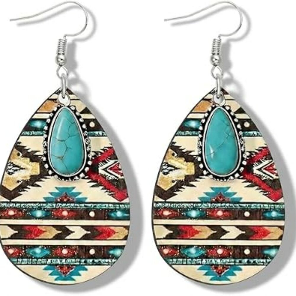 Boho Pattern Drop Earrings Southwestern Statement Dangle Stunning !! Cowgirl